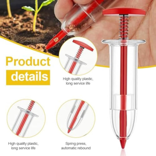 Seed Planter Tool with Mini Seed Spreader, Dibber and Widger Set for Precise Garden Planting 2
