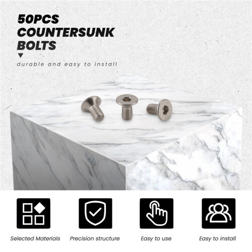 M3 x 6mm Hex Socket Countersunk Flat  Screw Bolts 50pcs 2