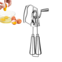 Manual Hand Mixer Ergonomic PalmHeld Design Stainless Steel Electroplated Egg Beater With Double Head Crank Handle