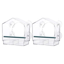 Bird Feeder, Acrylic Clear Window Bird Feeder, Tray Bird Garden Pet Feeder