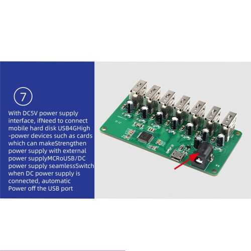 Module HUB USB 2.0 Micro-USB DC5V 1 à 7  Module D'Extension Répartiteur à Sept  avec LED 480 Mbps 2