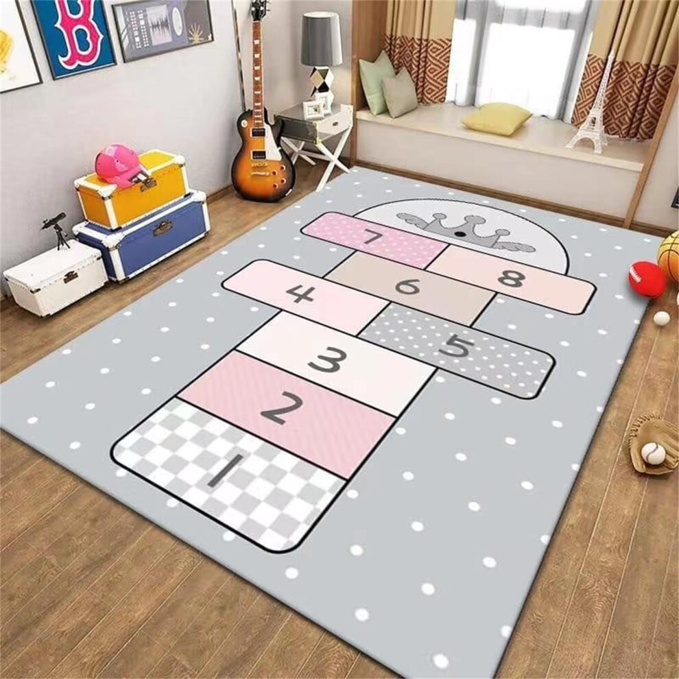 Kids Rug Hopscotch Rug Play Mat NonSlip Washable Crawling Floor Carpet Area Rug For Bedroom Living Room Nursery