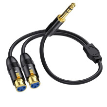 Cavo Sdoppiatore A Y con Doppia Presa XLR Femmina A 1/4 di Pollice TRS Maschio Stereo Adattatore 2-XLR Femmina A un Quarto di Pollice-B