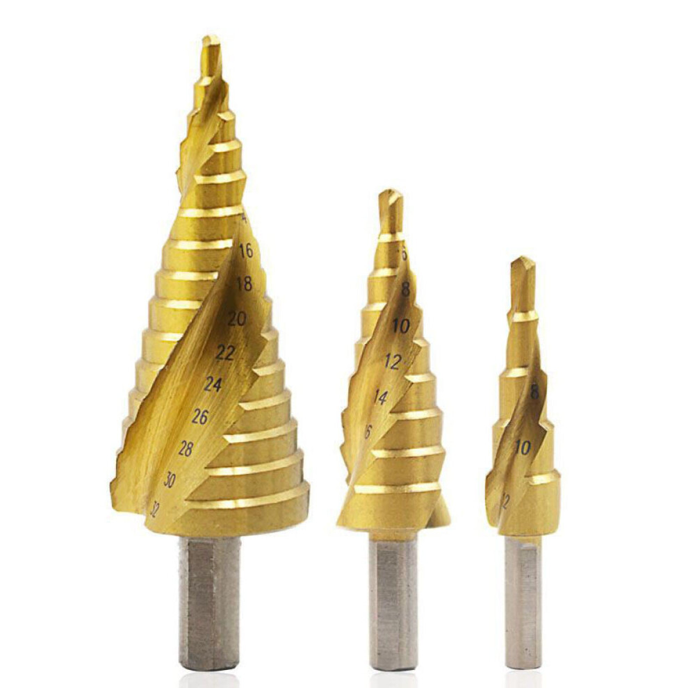 Triangle Handle Step Drill Set 3Pcs 432Mm Hss Center Drill Spiral Grooved Carbide Mini Drill Titanium Step Cone Drill 9199774891622