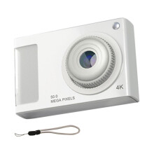 48 MP HD Minikamera 2,4-Tums IPS-Skärm 16 X Zoom Digitalkamera 4K-Videokamera med Fyllningsljus för Barnstudenter, Vit