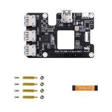 Waveshare PCIe A USB 3.2 Gen1 HAT+Scheda di Espansione per Raspberry Pi 5 PCIe A USB HUB 4 USB Ad Alta Velocità Plug And Senza Driver