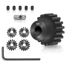 Ritzelsatz 5-Teilig, 14T 15T 16T 17T 18T M1 Ritzel Aus Metall Aus Gehärtetem Stahl, Passend für 5 mm RC-Motorwelle mit Sechskantschlüssel