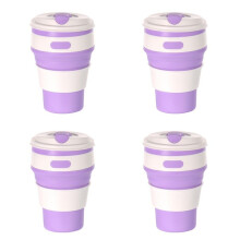 Tasse de  Pliable en Silicone Violet Clair, Tasse de Camping, Tasse D'Eau Pliable, Tasse à Boire pour Adulte avec Couvercle,
