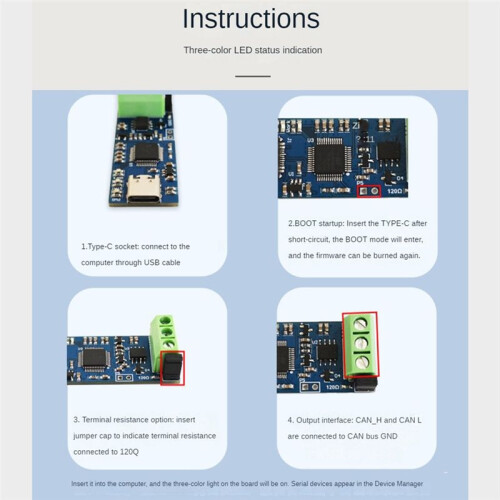Type-C USB Naar CAN-Module 5V CAN-Busanalysator USB Naar CAN-Convertermodule CANABLE V2.0 CAN-FD CAN-Busanalysator 2