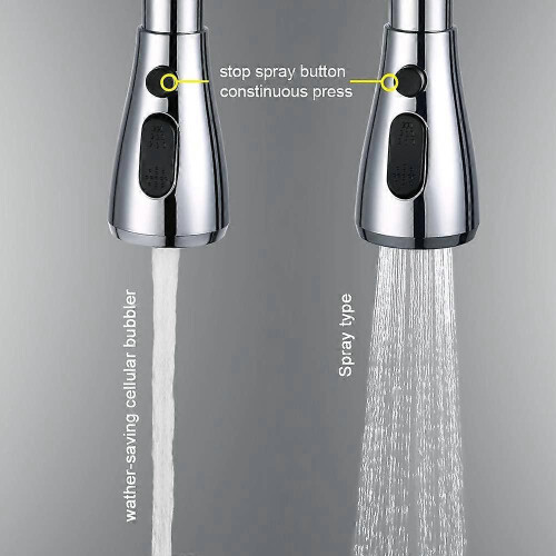(As show, One size) Faucet Shower With Stop Button - Retractable Spray Kitchen Sink Pro Head 1
