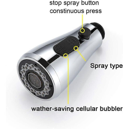 (As show, One size) Faucet Shower With Stop Button - Retractable Spray Kitchen Sink Pro Head 2