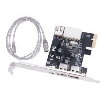 PCI-E 1X 1394 4-Portars DV HD Video Capture Card Firewire-Kort 800/400/200/100 Mbps Stöder Hot-Swapping för Skrivbordet