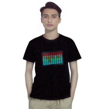 Mannen Geluid Geactiveerd Led T-Shirt Oplichten Knipperende Rock Disco Equalizer Korte Mouw Led T-Shirt M