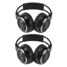 2 x Double Infrared Stereo Wireless Headphone Headset IR Car DVD Player Headrest Black