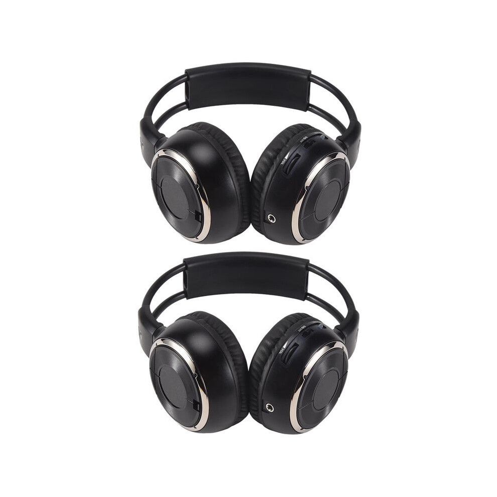 2 x Double Infrared Stereo Wireless Headphone Headset IR Car DVD Player Headrest Black
