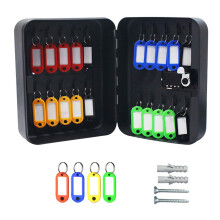 Key Cabinet Lock Box For Secure Key Storage Wall Mount Key Organizer With 20 Hooks And Colored Tags Matte Black Finish