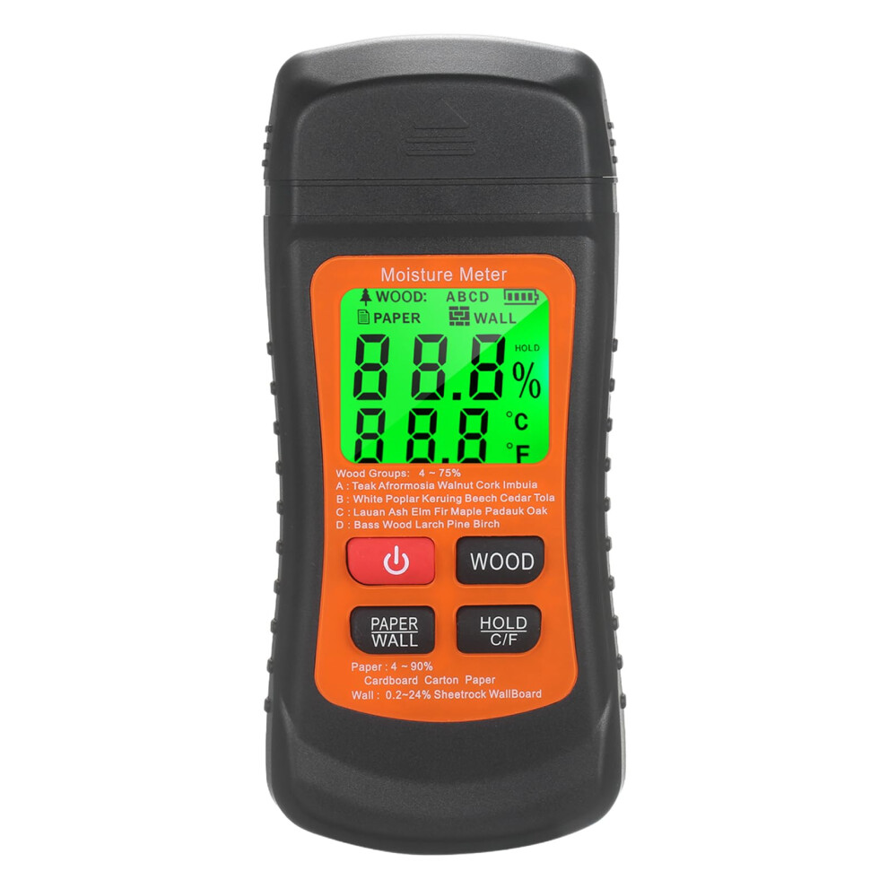 Two Pins Wood Digital Meter With Backlit Lcd Humidity Tester Timber Damp Detector Moisture Meter Firewood Walls Paper Floor 9382693023360