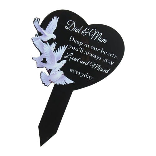 Weatherproof Heart Memorials Plaque Custom Engraved-Style 3