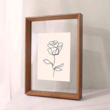 Double Glass Picture Frame Walnut 16Inch Floating Glass Frame For A3/A4 Photos Artworks Posters Canvas DustProof Clear