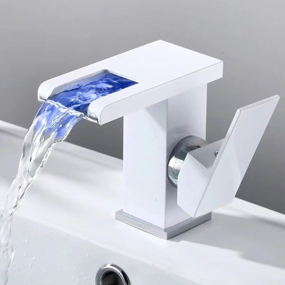 Led Waterfall Bathroom Faucet Matte Black Finish, Singlehandle Face Basin Mixer Tap For Bathroom Sink 9189345483806