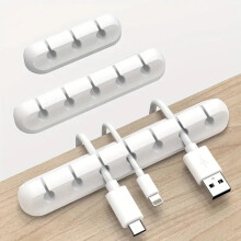 Adhesive Cable Organizer Clips 3Pack, MultiSlot Silicone Wire Management for Desk Office Home White