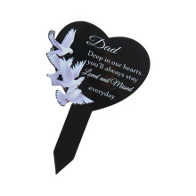 Weather Resistant Engraved Acrylic Heart Memorials-Style 2