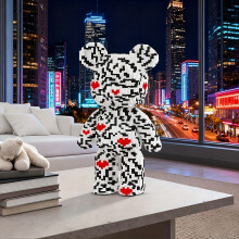 (Patterned Love) 1890pcs Patterned Heart Lucky Bear 3D Puzzle Blocks | Decorative and Room Decor