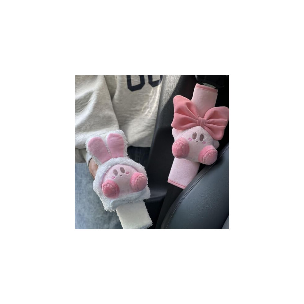 Car Seatbelt Cover 2Pack Rabbit And Bowknot Design Shoulder Pad Neck Cushion Auto Accessory Gift 9382693024282