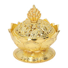 Klassisches Wohnaccessoire, rostfreier Räuchergefäß-Kunsthandwerk für spirituelle Räume, Metall-Räuchergefäß mit Vintage-Lotus-Ästhetik