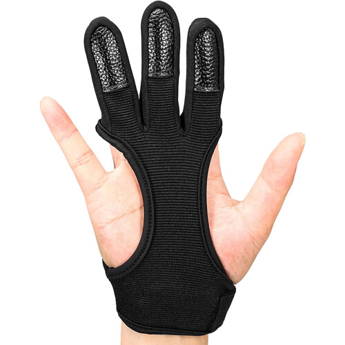 Archery Gloves Leather ThreeFinger Protector XL Size One Piece Protective Gear Accessories 1