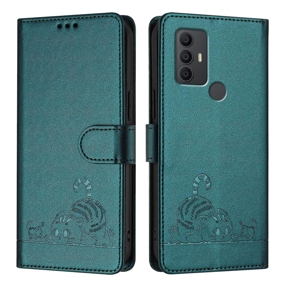 Phone Case For Tcl 305/306/30Se/Al02 Kickstand Card Slots Silicone Bumper Shockproof Leather Wallet Cover Yb Green 9382693025678