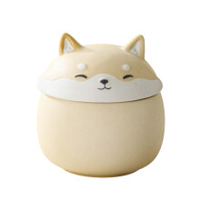 Pet Urn for Dog Ashes Ceramic Shiba Inu Small Dog Urns Yellow Dog Memorial Urns Dog Hair Keepsake Jar