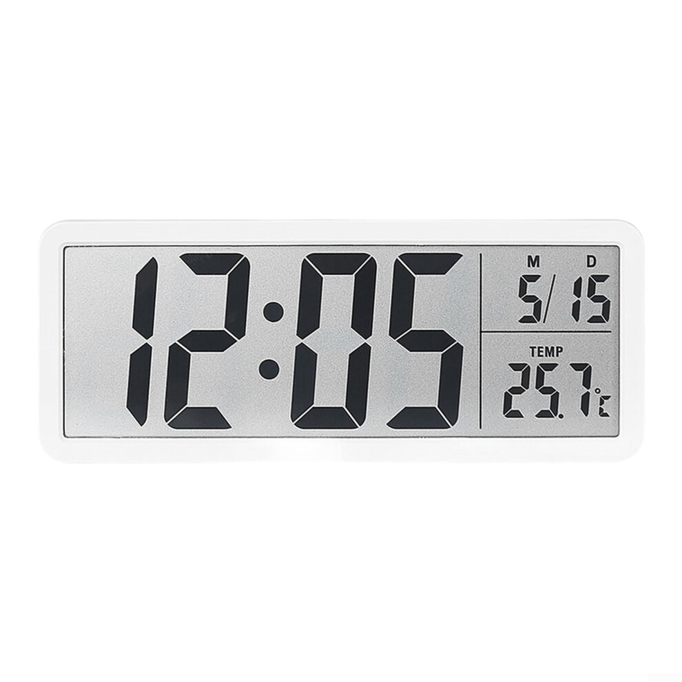 Alarm Clock With Multifunctional Lcd Display Showing Time Date Temperature Humidity Wall Or Desk Mount White
