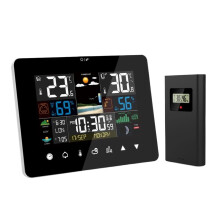 Digital Weather Station With Wireless Sensor, Sunrise Sunset Display, Touch Screen Alarm Clock, Thermometer Hygrometer