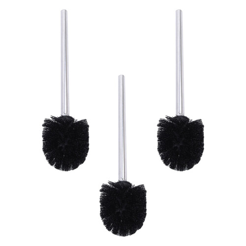 3Pcs Plastic Toilet Brush Heads Replacement For Home Use Black