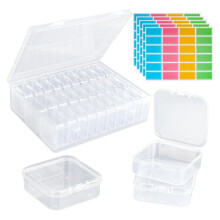 Perlen-Organizer-Box, 30 Kleine Transparente Aufbewahrungsbehälter Aus Kunststoff für Perlen, 1 Aufbewahrungsbox zum Basteln mit Klappdeckel, 120