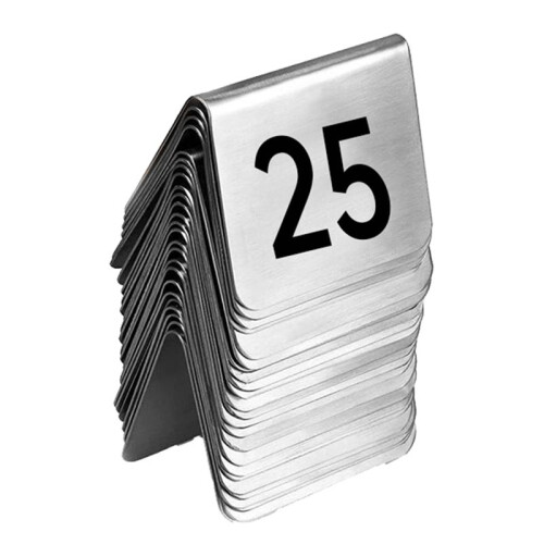 25PCS Restaurant Bar Place Table  Tabletop Number Sign Stackable Table Number Cards Double-Side Black Number