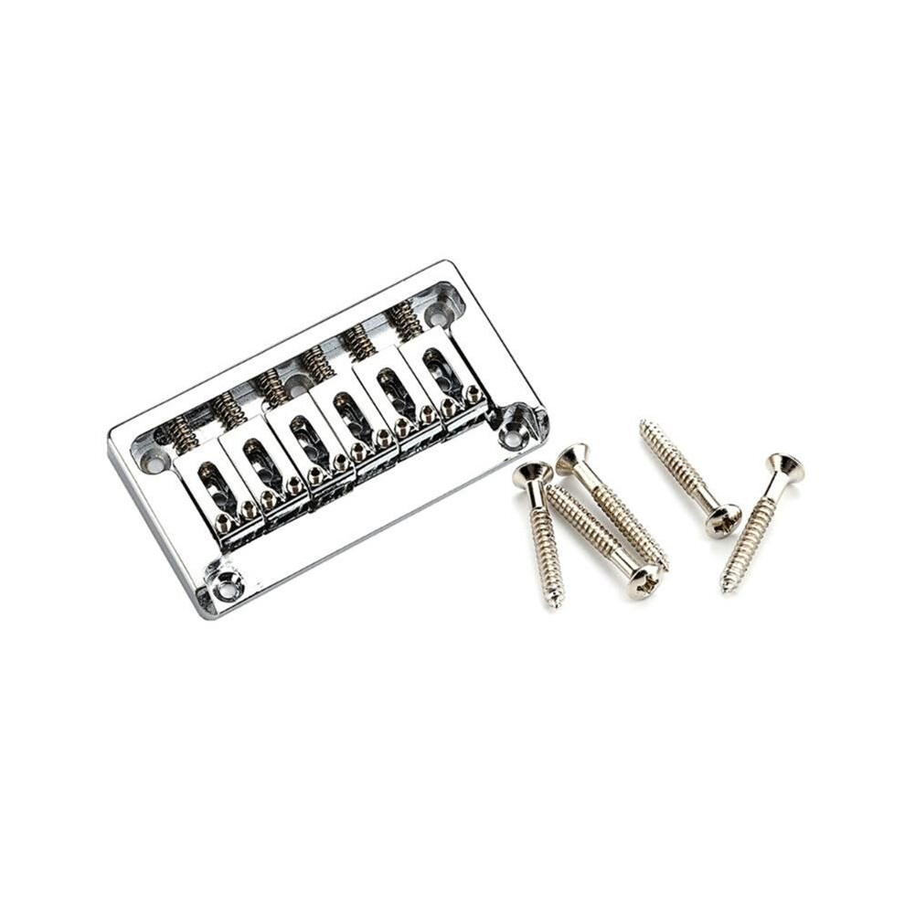 6 String Fixed Saddles Guitar Bridge Top Load Tailpiece Electric Guitar Part Silver 4711618854560