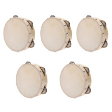 5pcs 6In Hand Held Tambourine Drum Bell Metal Jingles Percussion Musical Toy for KTV Party Kids Games