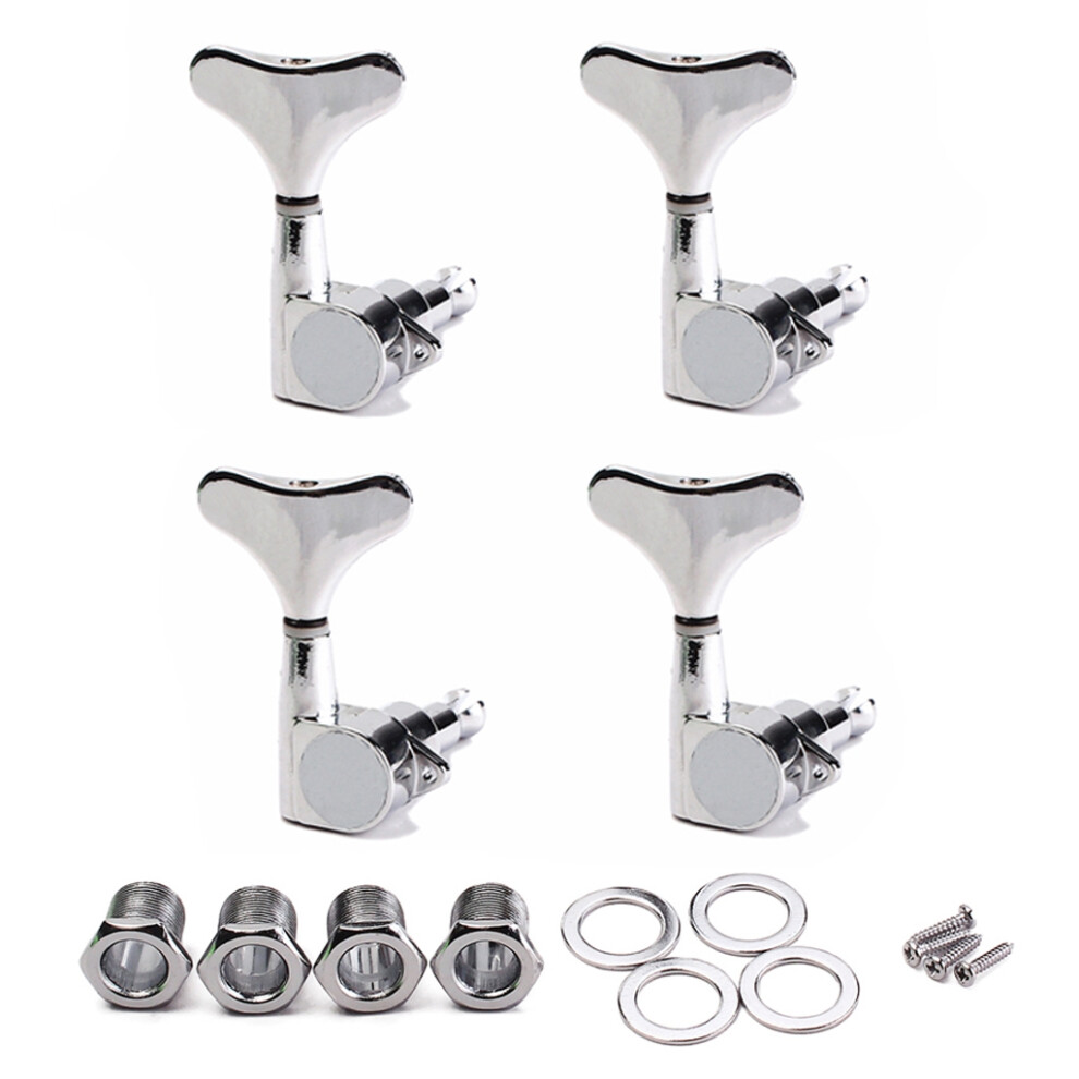 4R Electric Bass Guitar Tuners Machine Heads Bass Guitar Tuning Pegs Tuning Keys Buttons Chrome Guitar Parts 4713901413348