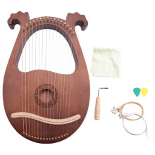 Lyre Harp, 16 Saiten Mahagoni Body String Instrument Body Instrument mit StimmschlüSsel und Ersatzsaiten
