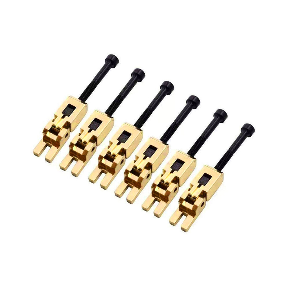 Set Of 6 Double Locking System Locked Saddles For Floyd-Rose Guitar Tremolo Bridge(Golden) 4713188164247