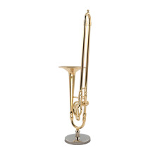 12cm Miniature Pure Copper Trombone Model with Support Musical Instrument Model with Black Leather Box