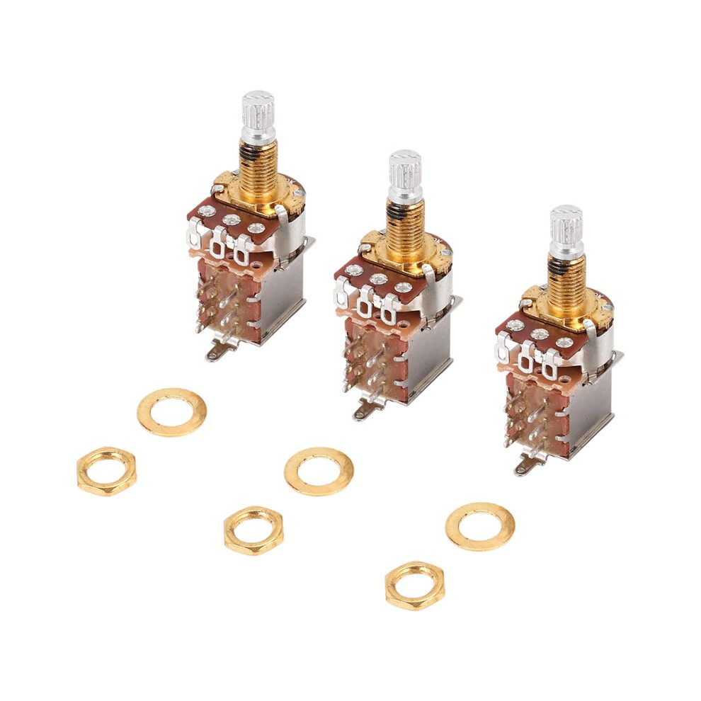 3Pcs A500k Potentiometer Push Pull Guitar Control Pot Electric Guitar Tone Volume Parts Gold 4713935022660