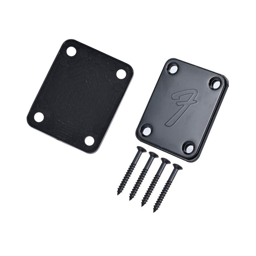 70S 4-Bolt Guitar Neck Plate Neckplate With Screws (Black) 4711985859793