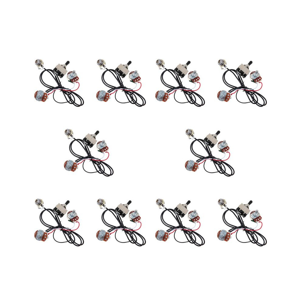 20X Guitar Wiring Harness Prewired Two Pickup 500K Pots 3-Way Toggle Silver 6033787963118