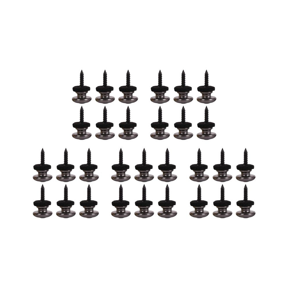 30 Pieces Mushrooms Guitar Strap Buttons Strap Locks Chrome (Black) 6033990938859