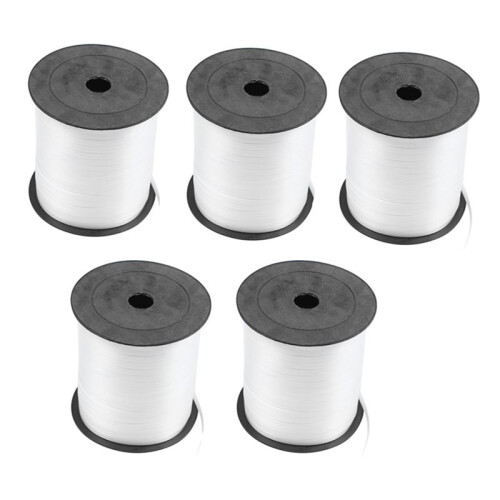5 Roll Balloon Ribbon 225m 5mm for Wedding Party（White）
