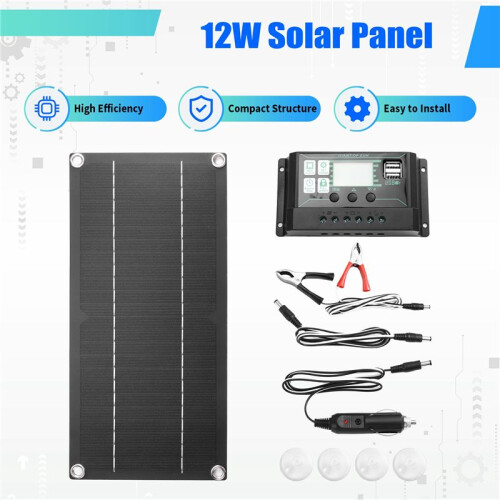 12W Monocrystalline Solar Panel Kit 600W Charger Controller 100A for RV Caravan 1