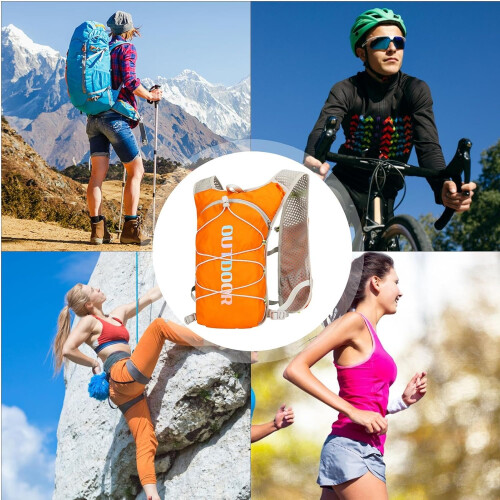 Running Water Bag Hydration Jacket For Running Lightweight Reflective Hydration Bag Orange B 2